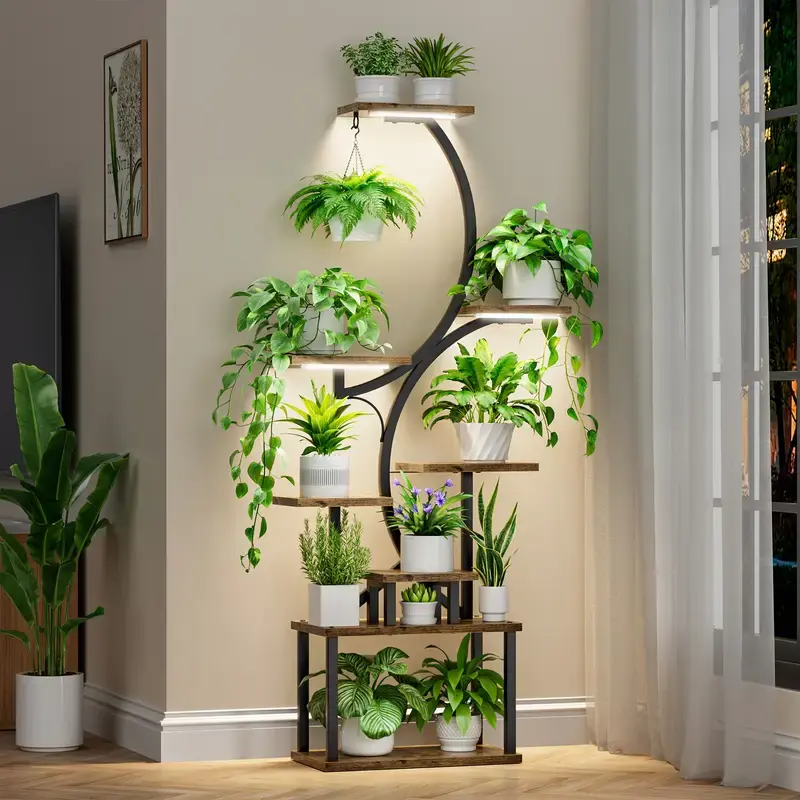 8-Tiered S-Shaped Metal Plant Stand