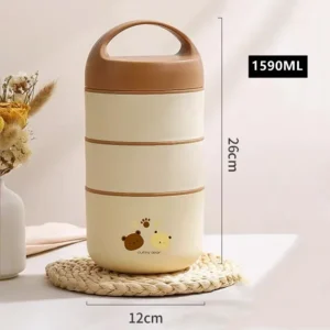 1240ML/1590ML Large Capacity Stainless Steel 304 Lunch Box Leak-Proof Multi layer Thermal Bento Box Adult Student Food Container - Image 1