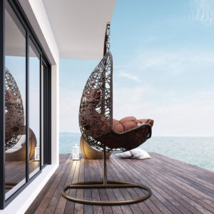 Arcadia Furniture Egg Chair - Brown and Coffee - Image 3