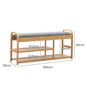 Levede Bamboo Shoe Rack Bench Entryway Seat - Image 3