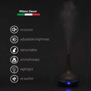 Milano Decor Ultrasonic Aroma Diffuser - Dark Wood Grain Color - Image 4
