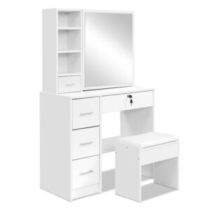 Artiss Dressing Table Stool Set Sliding Mirror White Diane - Image 5
