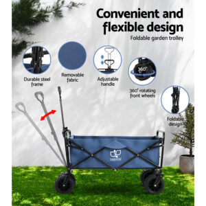 Gardeon Garden Cart Folding 120kg Trolley Camping Wagon Barrow Outdoor Beach - Image 4