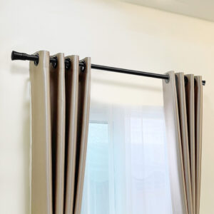 Marlow Black Curtain Rod Steel Quiet Rail Pole Pommel Set Extendable - Image 8