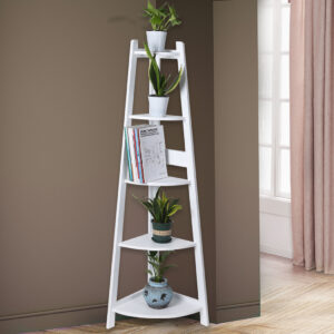 Levede 5 Tier Corner Shelf Wooden Storage White - Image 7