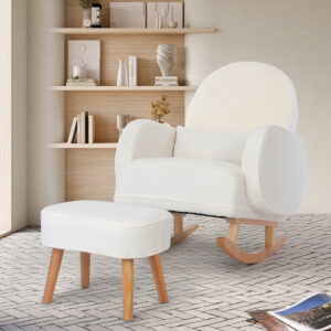 Levede Fleece Rocking Chair with footstool - Image 7