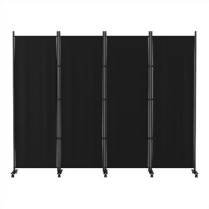 Artiss 4 Panel Room Divider Screen 217cm Wheel Fabric Black - Image 3