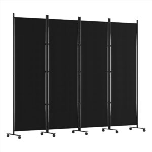 Artiss 4 Panel Room Divider Screen 217cm Wheel Fabric Black - Image 4