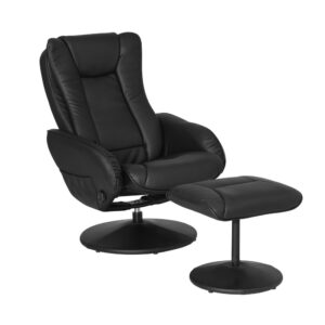 Artiss Recliner Chair Ottoman Heated Massage Black - Image 3