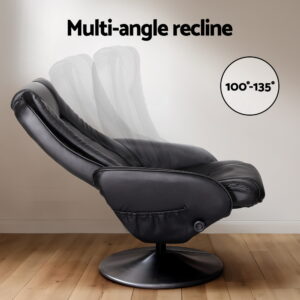 Artiss Recliner Chair Ottoman Heated Massage Black - Image 4