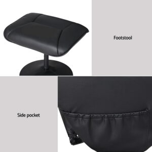 Artiss Recliner Chair Ottoman Heated Massage Black - Image 6