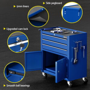 Giantz 3 Drawer Tool Box Cabinet Chest Toolbox Garage Storage Organiser - Image 6