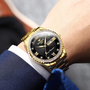 Men Luminous Quartz Watch - Full Gold With White Face - Image 8