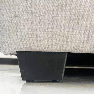Veronica Bed Frame King Size Winged Grey Linen Fabric Seam Grid Pattern with gas lift plywood metal structure - Image 6