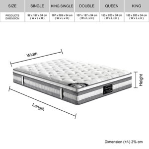 Mattress Euro Top Queen Size Pocket Spring Coil with Knitted Fabric Medium Firm 34cm Thick - Image 7