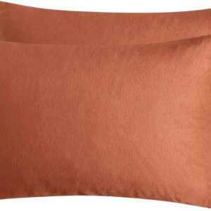 Teddy Sherpa Twin-Pack Standard Pillowcases - Soft Reversible Velvet & Sherpa Cushion Covers - Machine Washable with Zipper Closure - 48x73cm - Terracotta - Image 2