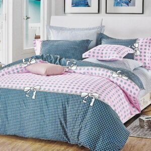 Pink Dots Super King Size Bed Quilt/Duvet Duvet Cover Set - Image 1
