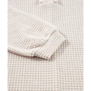 Oatmeal Waffle Knit Buttoned Front Raglan Sleeve Loose Blouse - L - Image 5