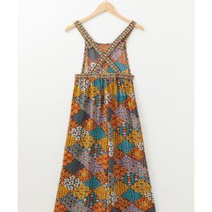Multicolour Boho Floral Print Crossed Straps Ankle-length Jumpsuit - L - Image 2