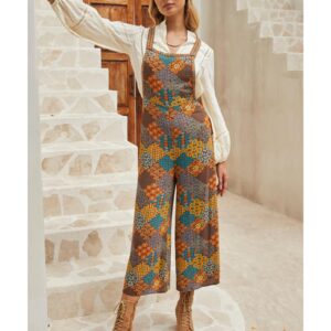 Multicolour Boho Floral Print Crossed Straps Ankle-length Jumpsuit - L - Image 4