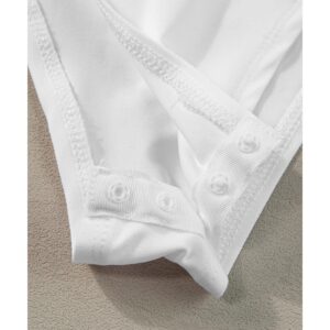 White Zip up Mock Neck Ribbed Sleeveless Bodysuit - M - Image 6