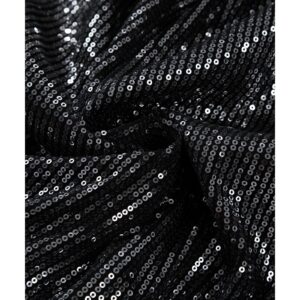Black Sequin Mesh Long Sleeve Surplice Neck Bodysuit - S - Image 6