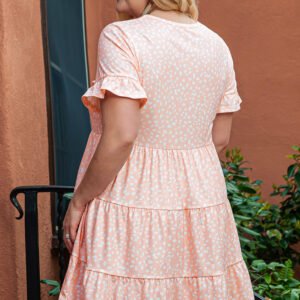 Pink Cheetah Print Tiered Ruffled Plus Size Dress - 2X - Image 5