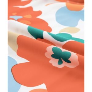 Orange Plus Size Flower Print Shirred Square Neck Maxi Dress - 1X - Image 6