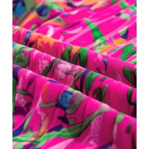 Rose Plus Size Abstract Floral Print Pleated Loose Dress - 1X - Image 6