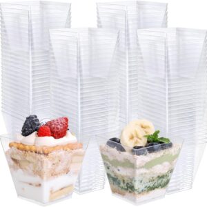 360x Premium Plastic Square Dessert Cups BPA Free Extra Strong Bulk - Clear - Image 1
