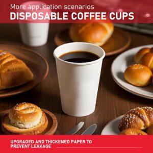 1000x 12oz Premium Paper Coffee Cups in White Bulk Wax Free Extra Strong in White - Image 5