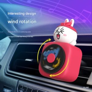 Car Air Freshener - CD Player Design with Spinning Record & Cute Character Topper(Brown bear) - Image 2