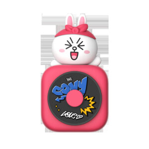 Car Air Freshener - CD Player Design with Spinning Record & Cute Character Topper(White bunny) - Image 1