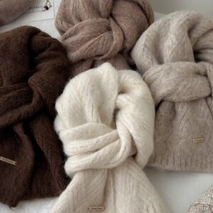 Light Grey Alpaca Wool Blend Solid Color Knitted Scarf for Women Winter New Style Student High Quality Couple Woolen Neck Warmer - Image 4
