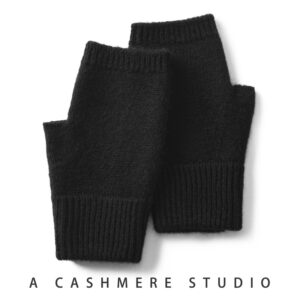 Black Color Block Cashmere Fingerless Gloves for Women Autumn Winter Outdoor Cold Protection Warm Knitted Gloves - Image 1