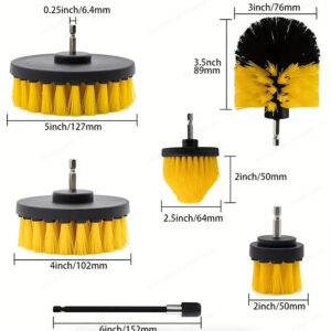 Yellow and Black 6 Pack Drill Brush Power Scrubber Cleaning Brush Extended Long Attachment Set All Purpose Drill Scrub Brushes Kit for Grout, Floor, Tub, Shower, Tile, Bathroom and Kitchen Surface - Image 3