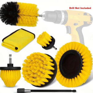 Yellow and Black Complete 7-Piece Drill Brush Power Scrubber Set - All-Purpose Cleaning Kit for Bathroom, Tile, Car Detailing & More - Image 1