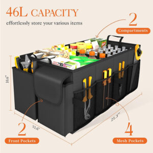 Grey Car Trunk Storage Box - Foldable Organizer - Image 2