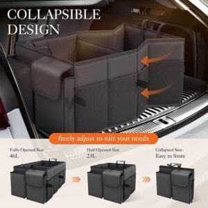 Grey Car Trunk Storage Box - Foldable Organizer - Image 3