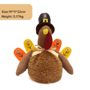 Brown Charming Thanksgiving Turkey Plush - Rustic Autumn Harvest Tabletop Decor Figurine - Image 2