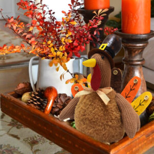 Brown Charming Thanksgiving Turkey Plush - Rustic Autumn Harvest Tabletop Decor Figurine - Image 3