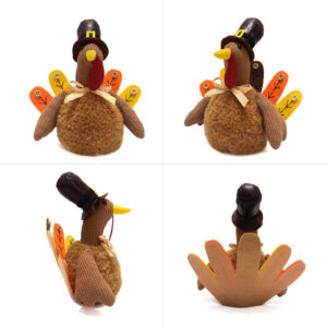 Brown Charming Thanksgiving Turkey Plush - Rustic Autumn Harvest Tabletop Decor Figurine - Image 4
