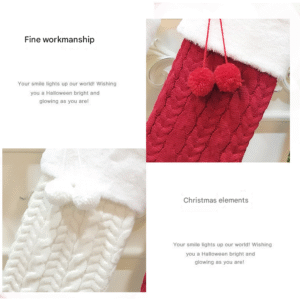 Green Large Cable Knit Christmas Stocking - Classic 43cm Holiday Decor for Fireplace Hanging - Image 3