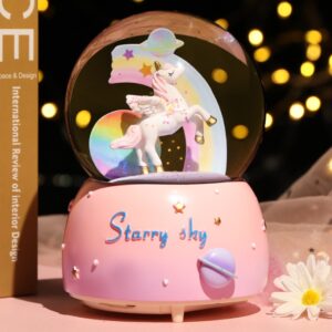 Enchanting Unicorn Snow Globe Music Box - Magical Starry Sky Musical Gift for Girls - Image 1