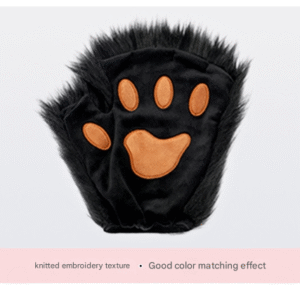 Black and white Halloween Furry Fox Costume Set - Plush Mask, Ears Headband, Tail, and Paws for Cosplay - Image 4