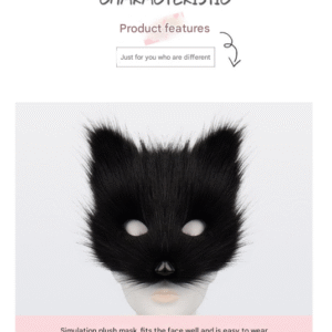 Dark grey Halloween Furry Fox Costume Set - Plush Mask, Ears Headband, Tail, and Paws for Cosplay - Image 2