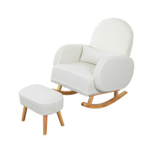 Levede Fleece Rocking Chair with footstool - Image 1