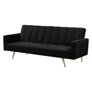 Levede Sofa Bed Convertible Velvet Lounge Recliner Couch Sleeper 3 Seater Black - Image 2