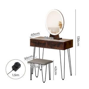 Levede Dressing Table LED Light Strip Brown - Image 3
