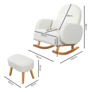 Levede Fleece Rocking Chair with footstool - Image 3